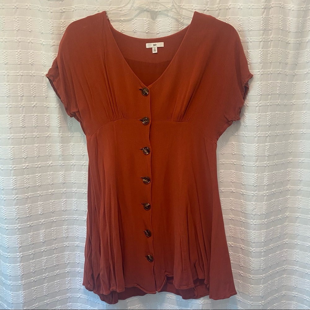 M Burnt Orange Button Down Dress